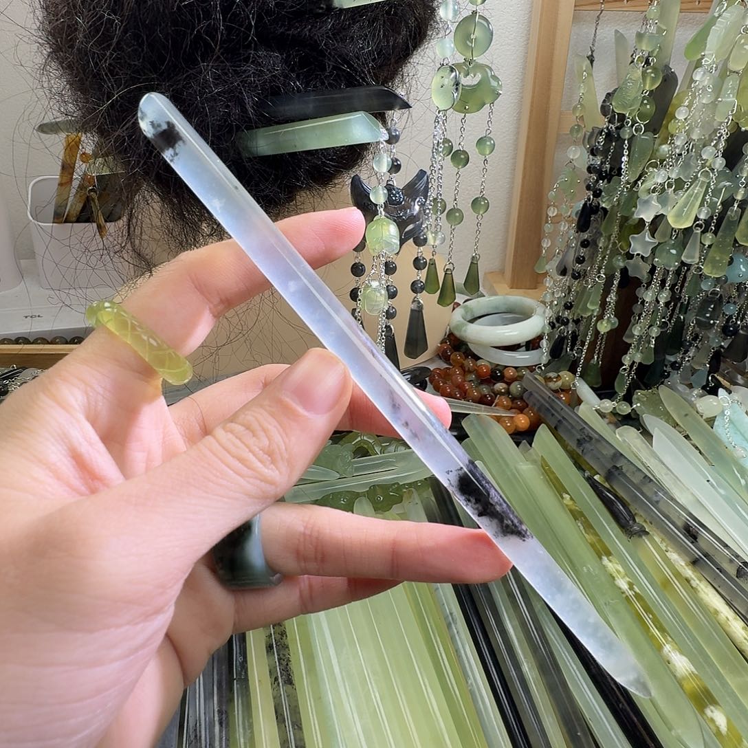 蛇纹石玉合金发饰