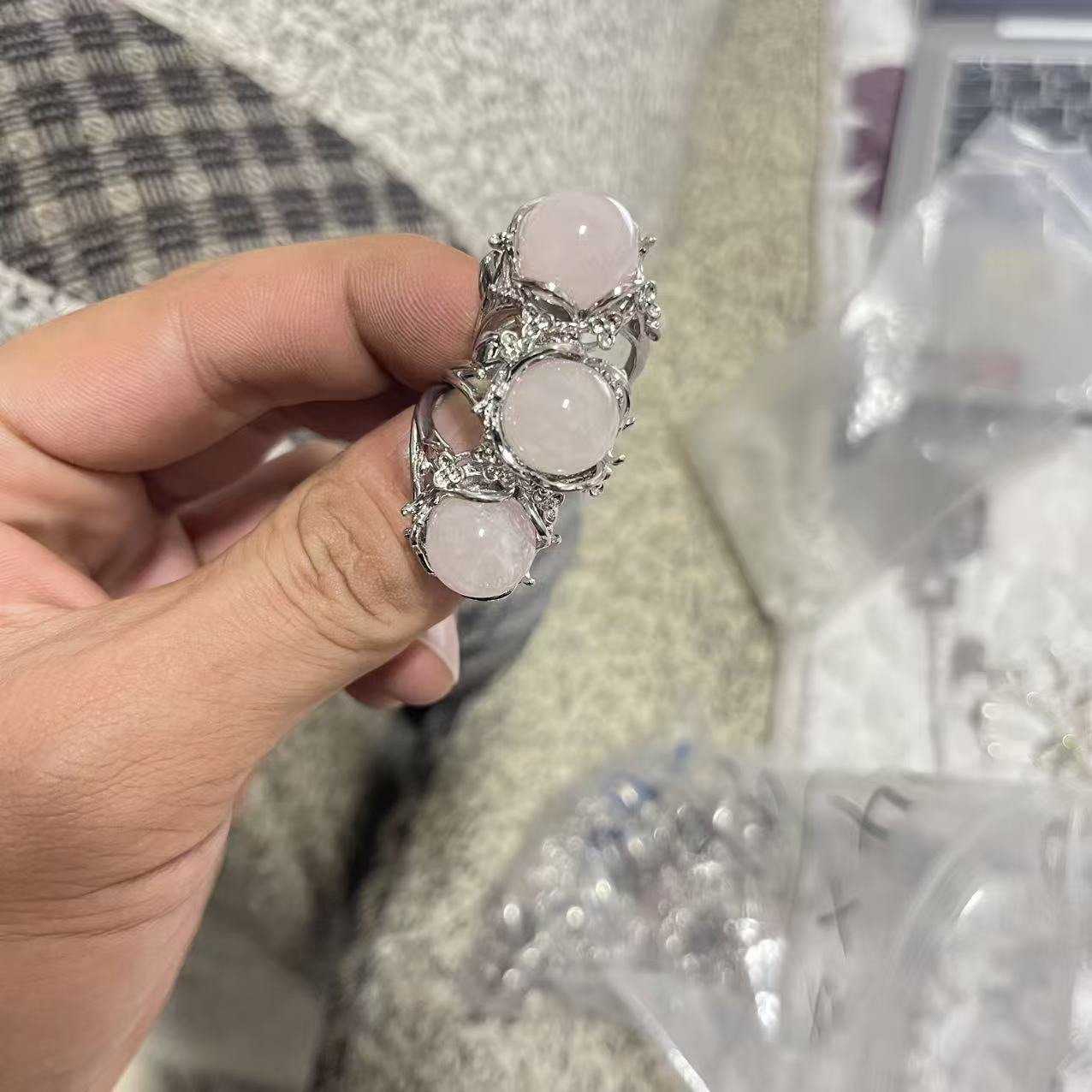 【梵东甄选】Z438-天然粉水水晶戒指-多样性发其一