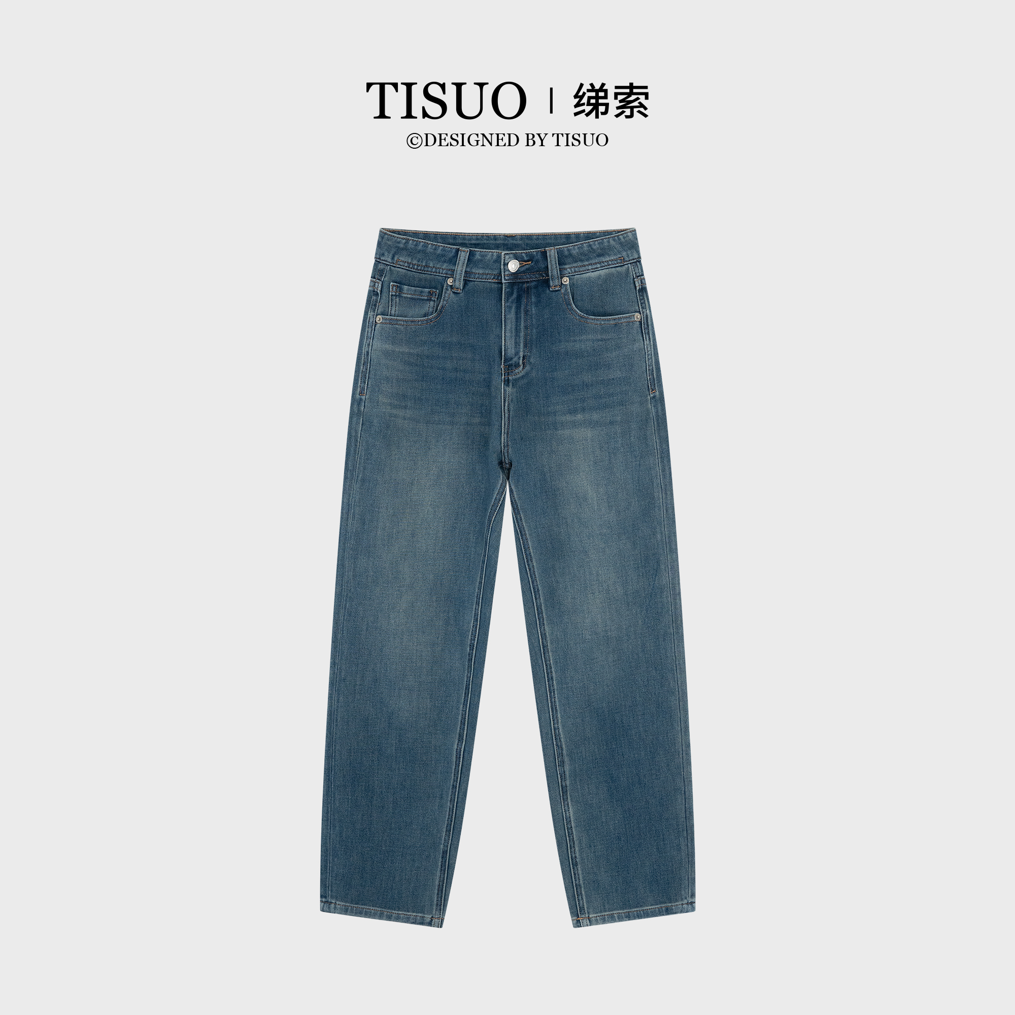 TISUO/绨索复古怀旧洗水九分烟管牛仔裤TS590832