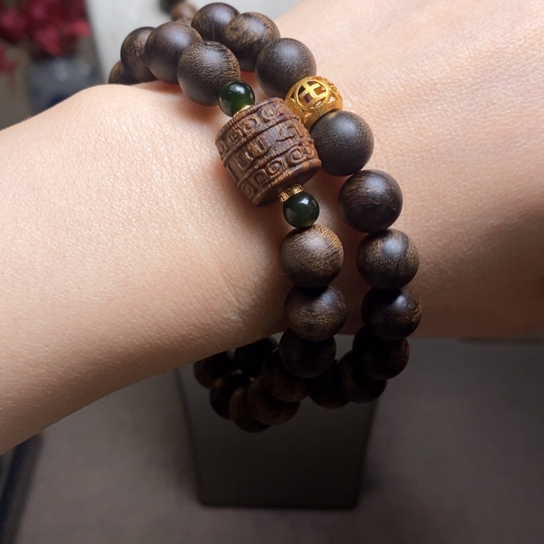 沉香手串越南富森红土瘤疤1.0设计➕芽庄白棋楠沉香木雕设计