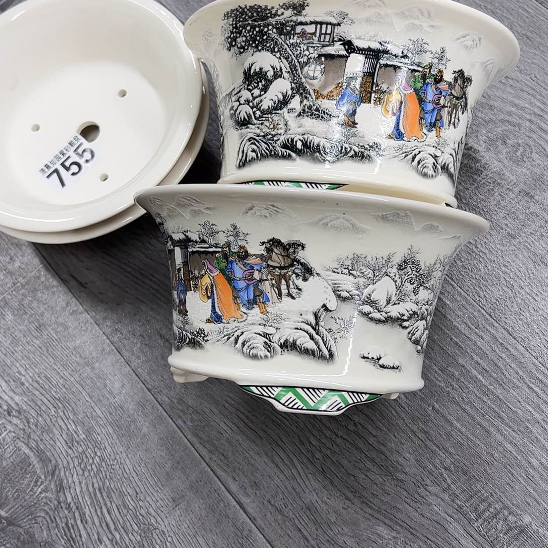 紫砂花盆最**村755号瑕疵4个缩釉口不正处理