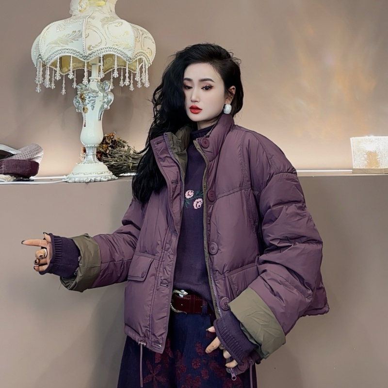 【亿火】秋冬新款常规设计感短款国风立领短款羽绒服P12-2488