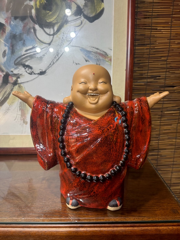 佛山石湾陶艺笑佛长38高38陶瓷陶瓷摆件装饰瓷器陶瓷工艺品公仔