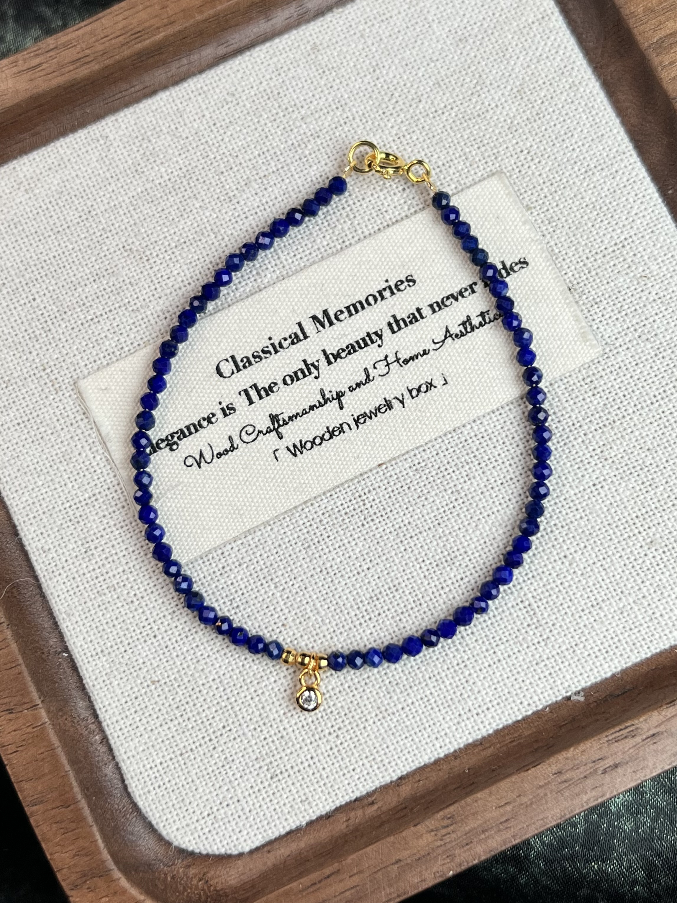 轻奢时尚人工切割2mm无白青金石百搭高级手链