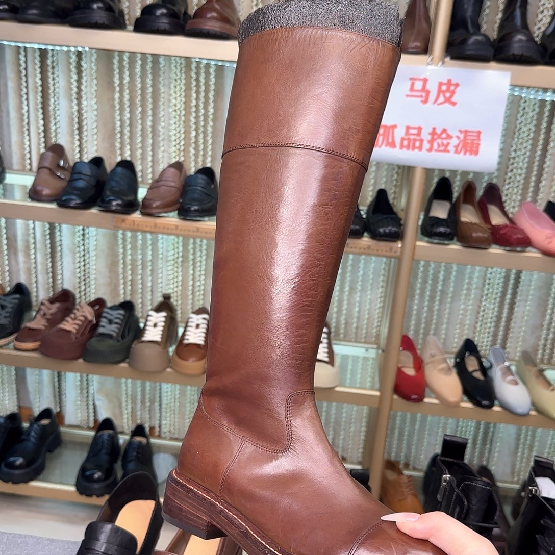 孤品马皮长靴37码偏大真皮底