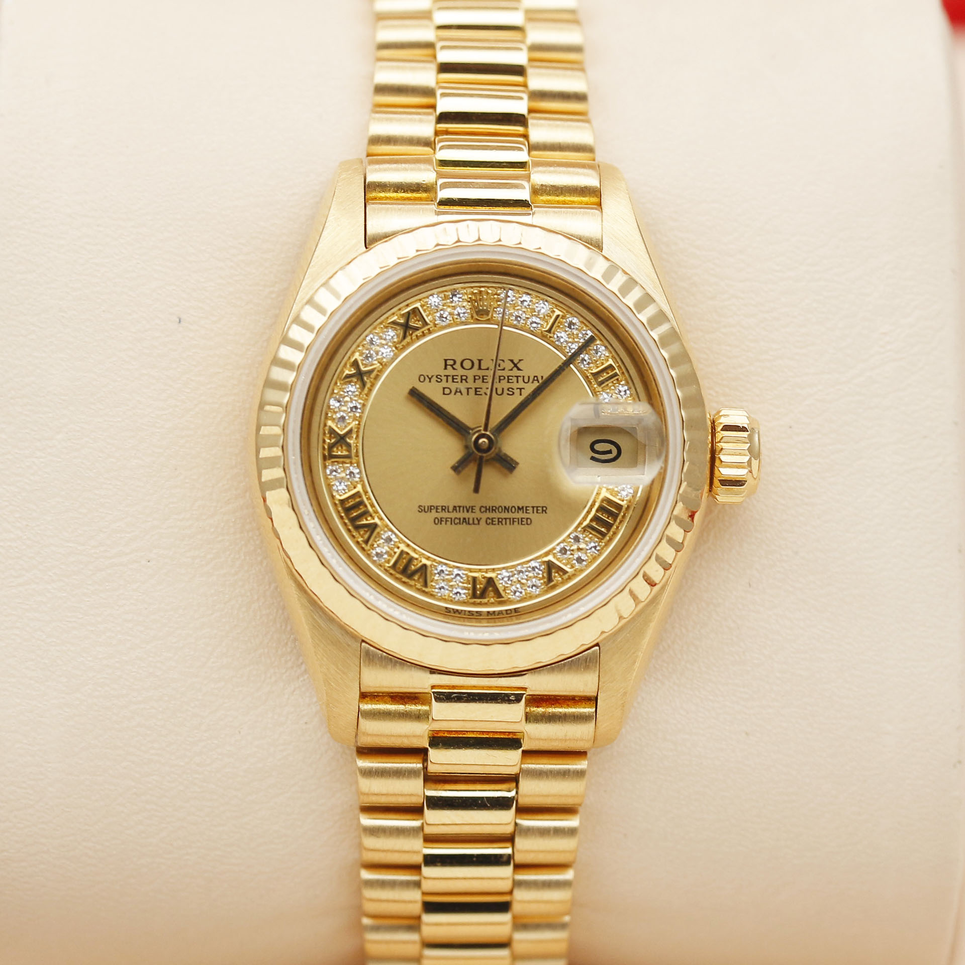 99新 Rolex/劳力士 日志69178/自动机械女表/K金盘原钻/26mm/单表