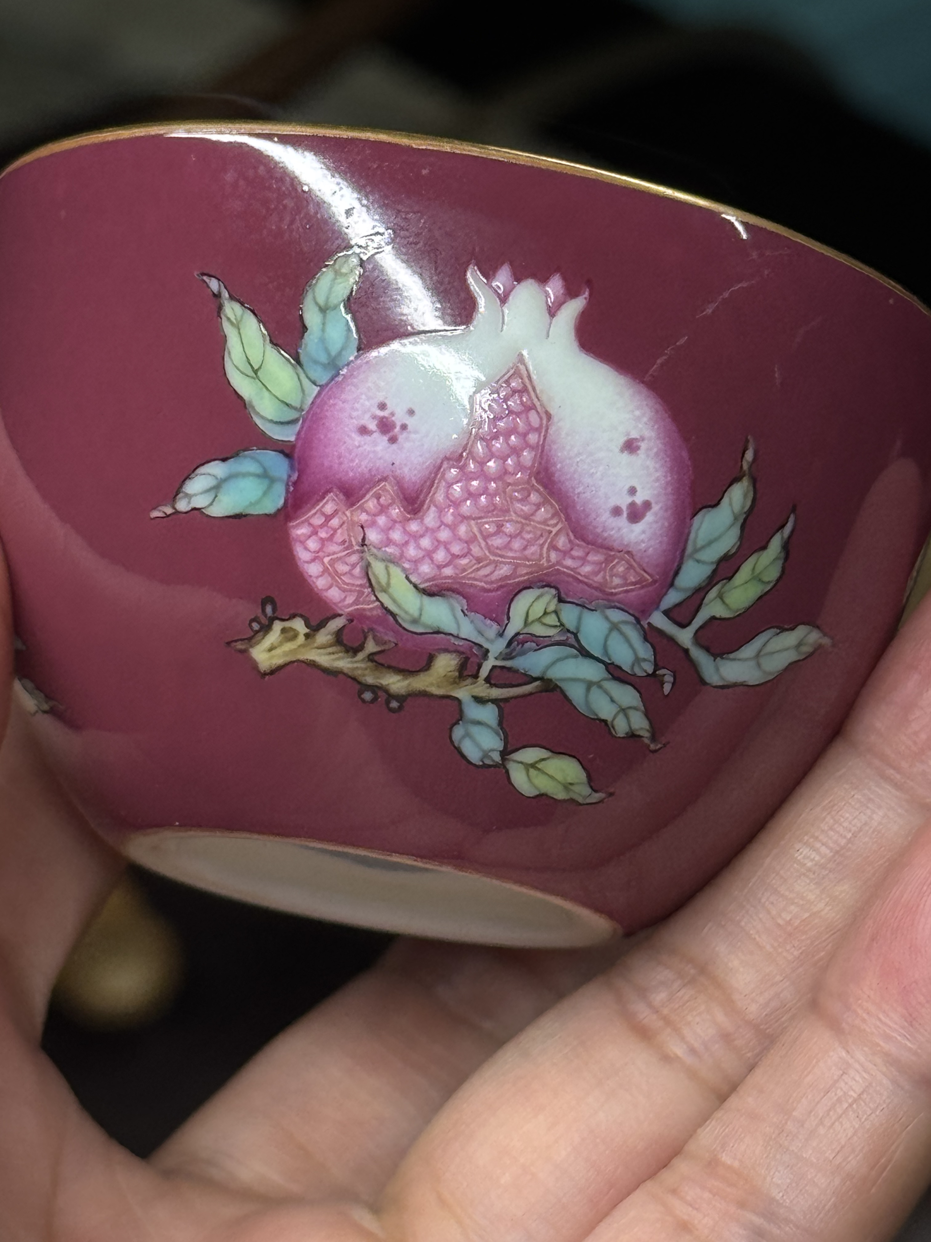 居和堂胭脂釉三多杯