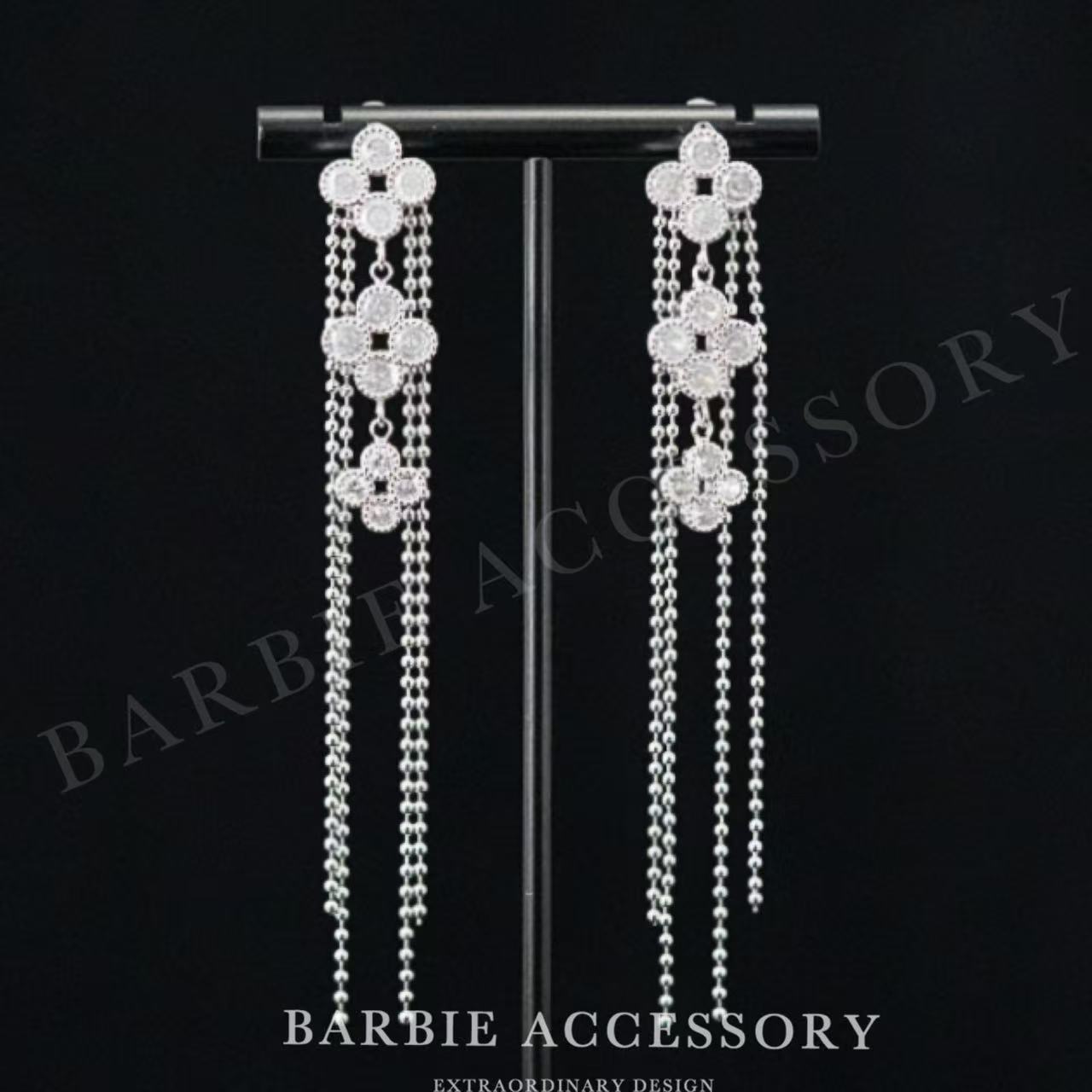 铜合金合成锆石耳饰 【花聚星落】既视设计款高级绝美耳环