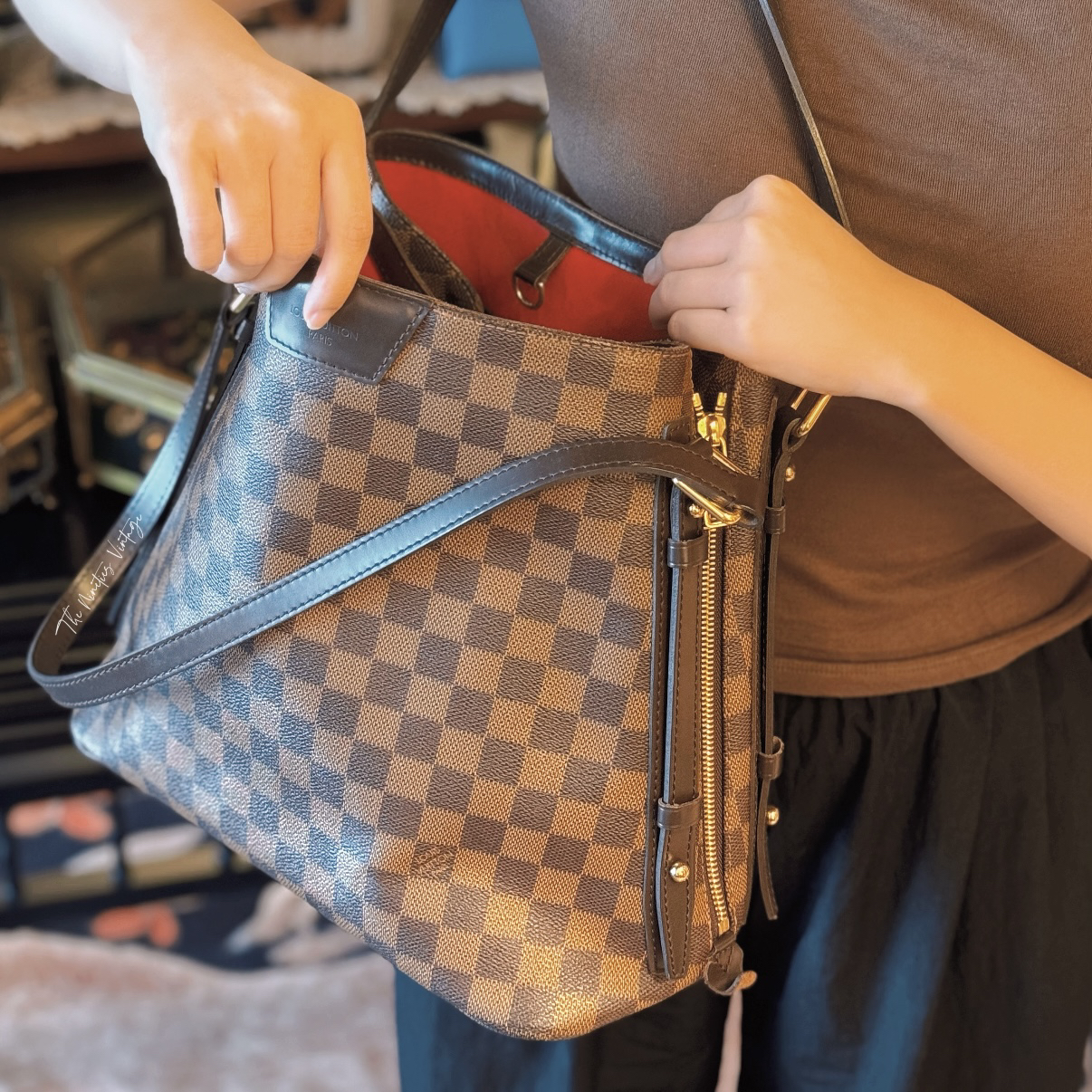 95新 LouisVuitton/路易威登 棕棋盘格托特 全原95新