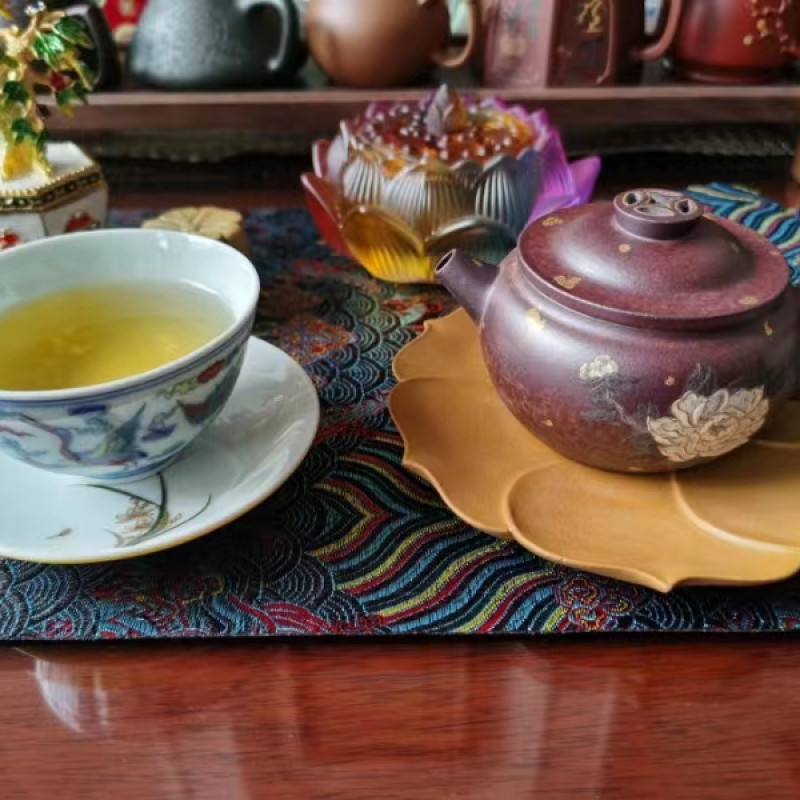 【玉呈窑】聚财绘牡丹 周华强制 柴烧 150cc 紫砂壶家用泡茶茶壶