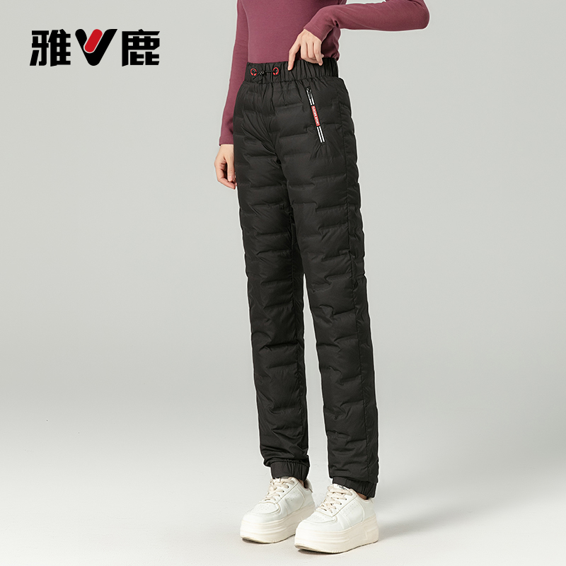 雅鹿时尚妈妈羽绒裤女外穿轻盈蓬松90白鸭绒加厚保暖防风防寒长裤