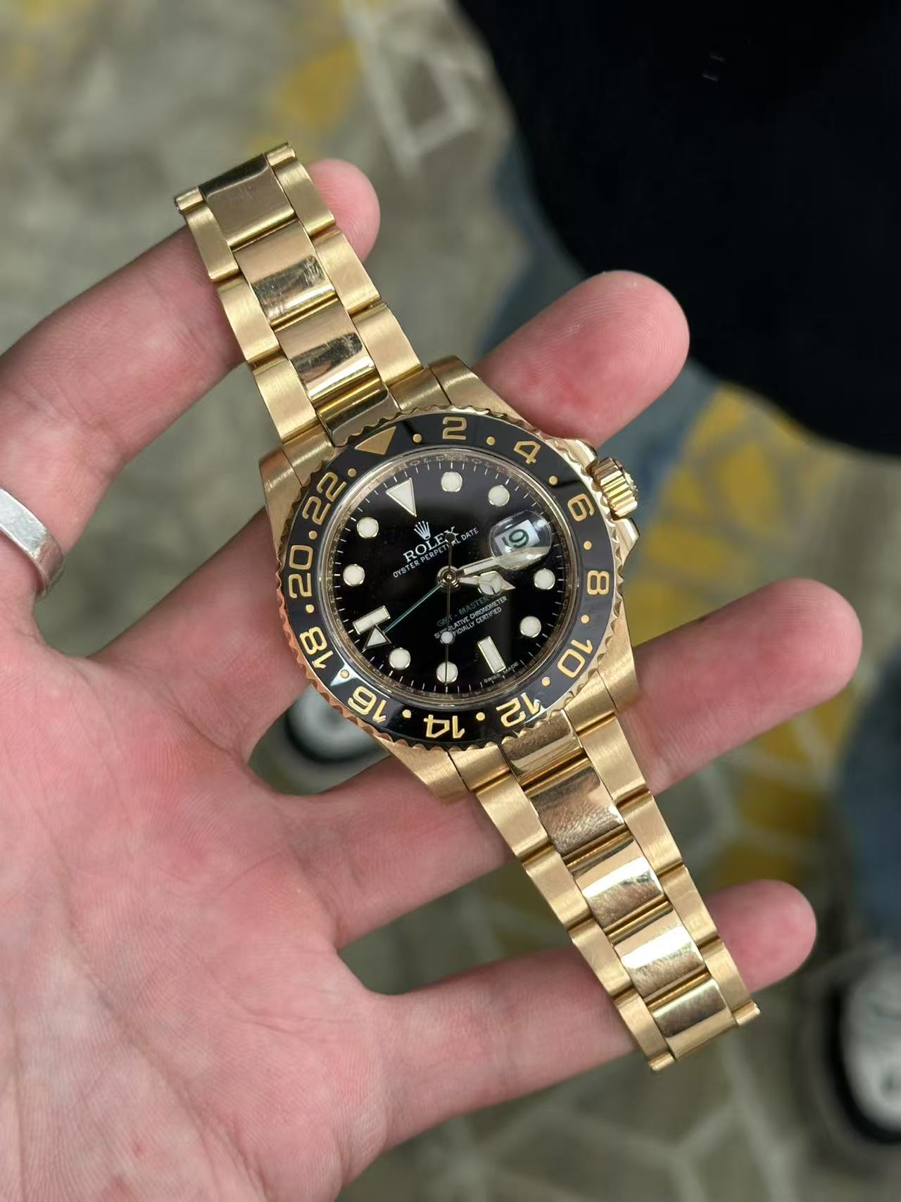 95新 Rolex/劳力士 格林尼治系列/116718黑面/18年卡/全18k黄金