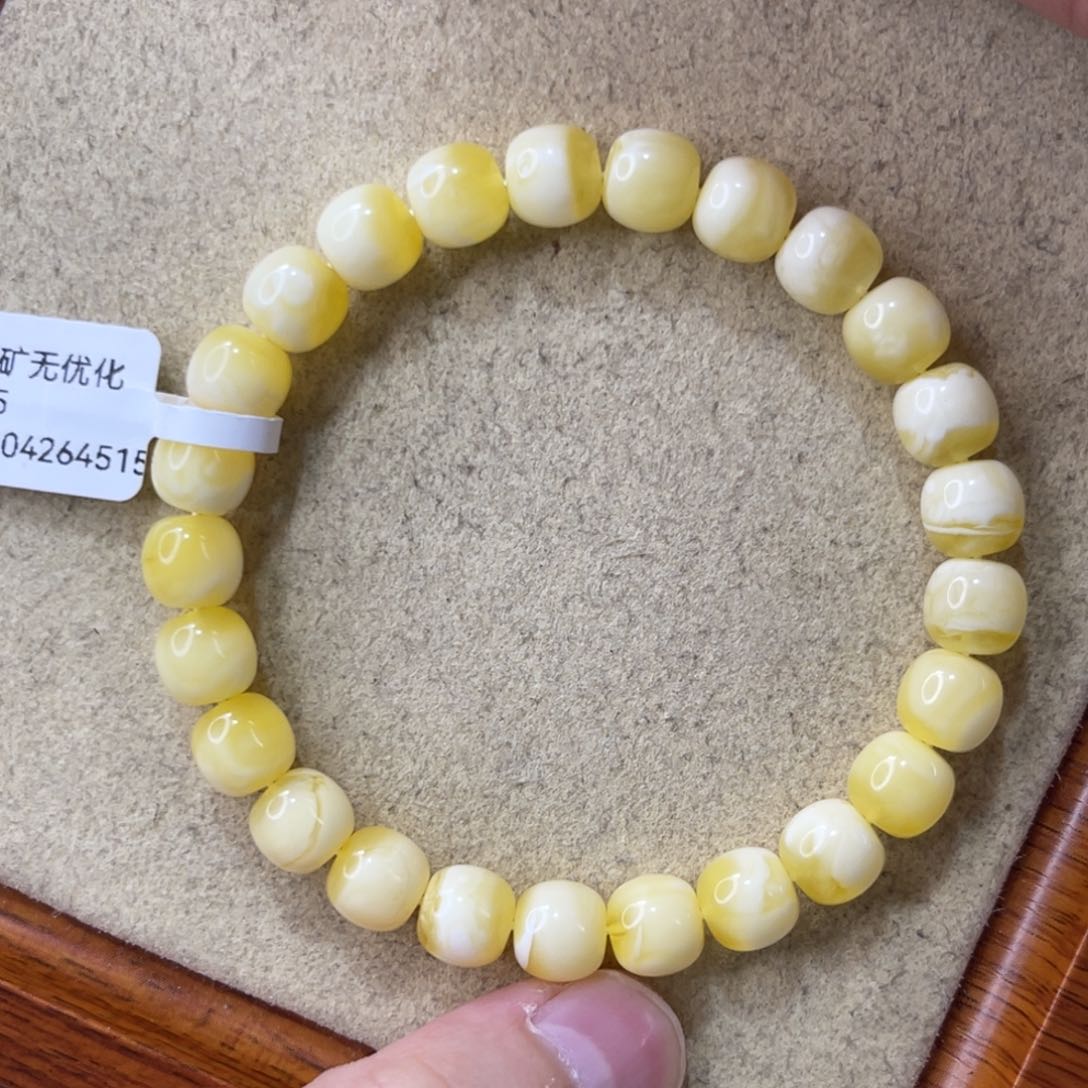 未镶嵌蜜蜡珠宝奇石8.5×8mm   俄料瓷白花