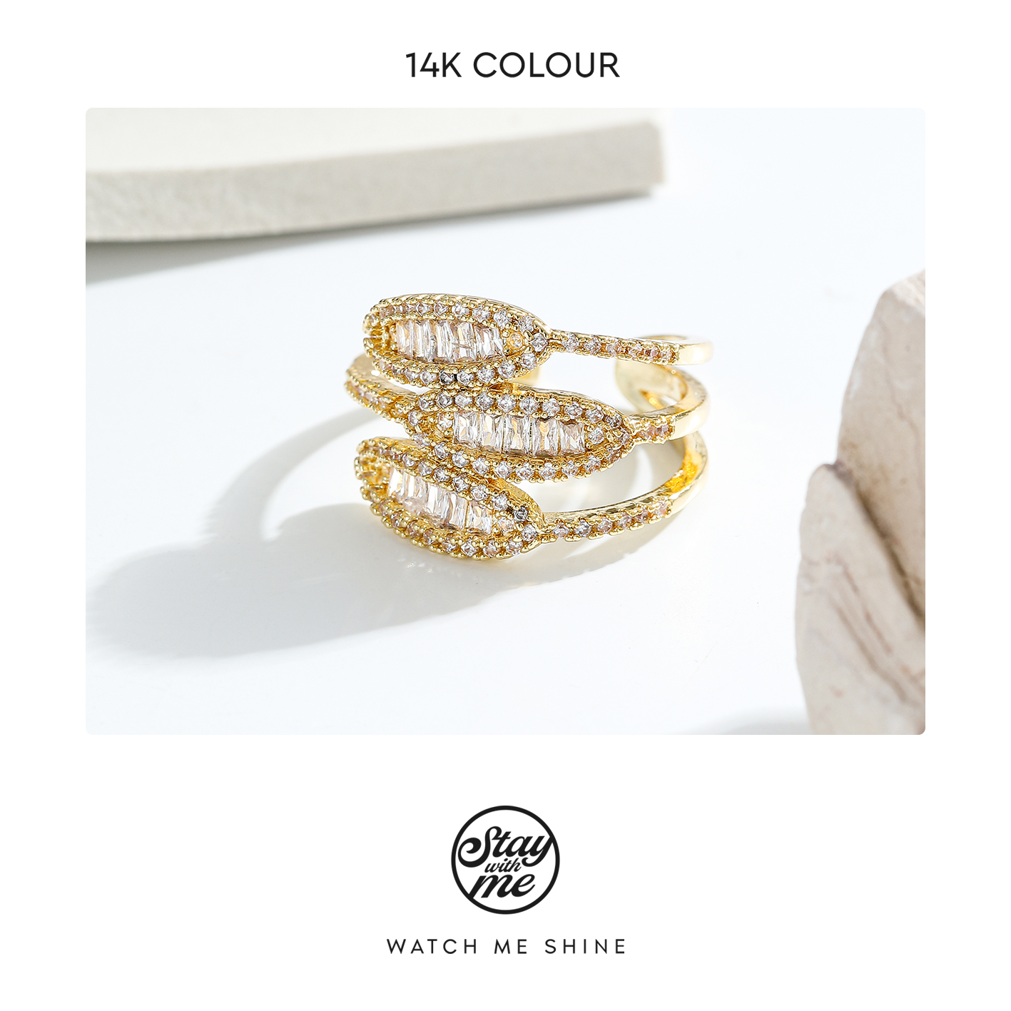 STAY WITH ME 铜合金合成锆石戒指 K0410戒指