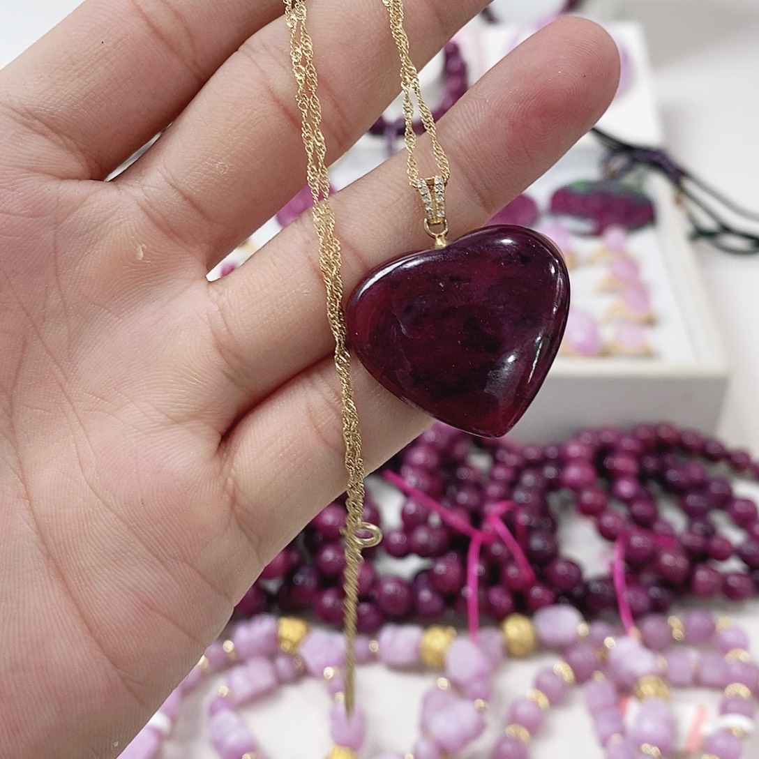 红宝石银S925镶嵌吊坠