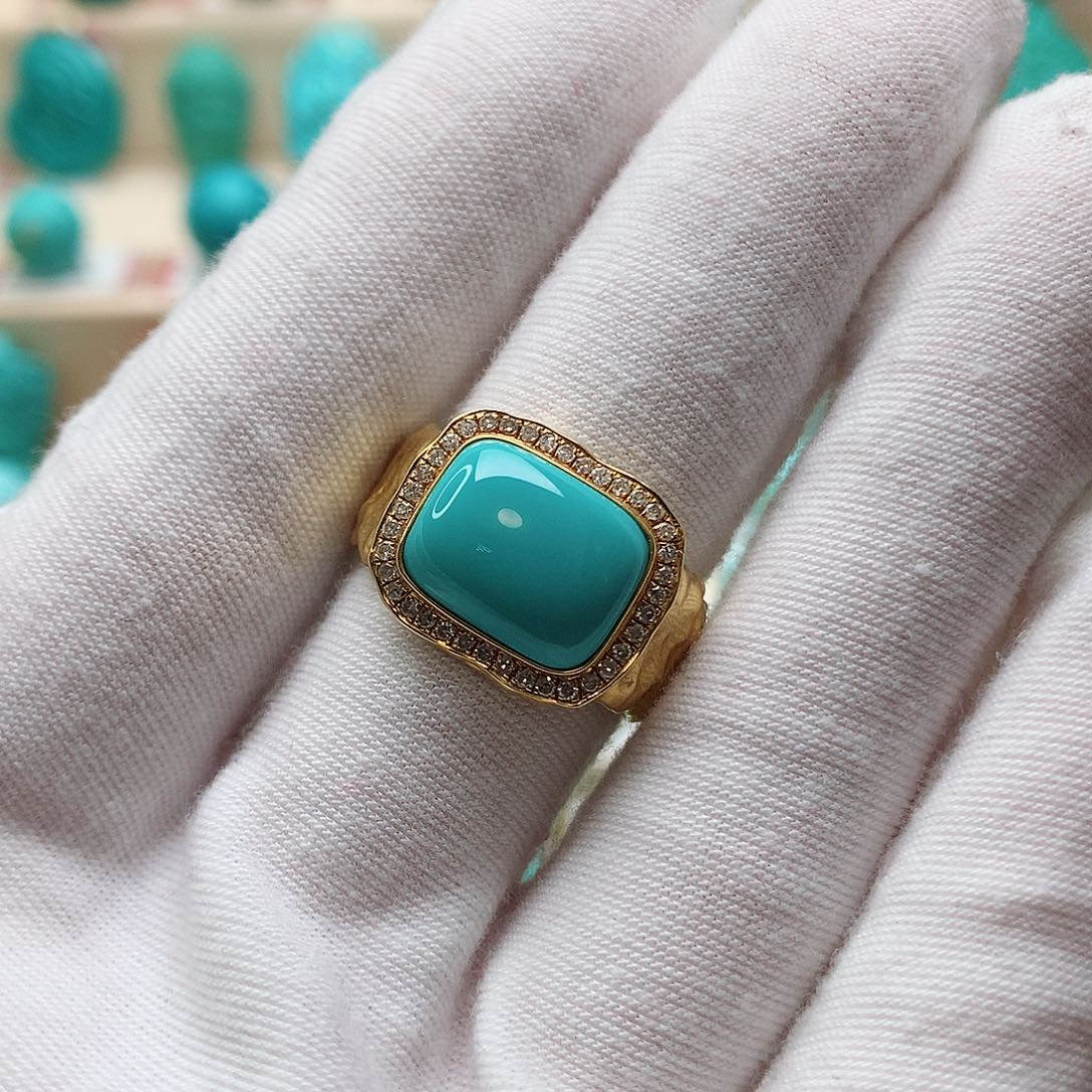 绿松石珠宝奇石18K金镶嵌