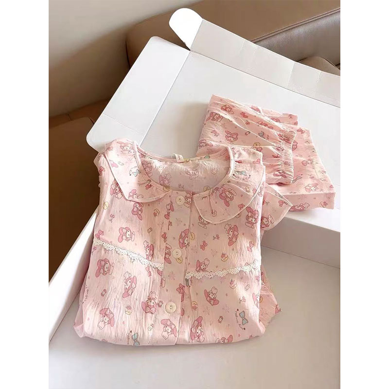甜美ins卡通美乐蒂睡衣少女夏季带胸垫短袖学生可爱家居服可外穿