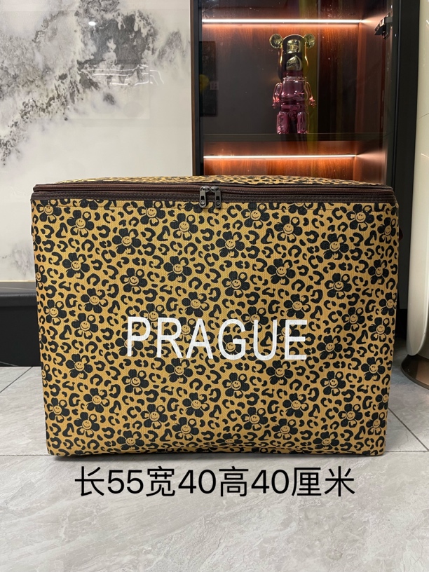 100升豹纹笑脸双拉链钢圈款带防潮盖羽绒服衣服搬家收纳袋储物箱