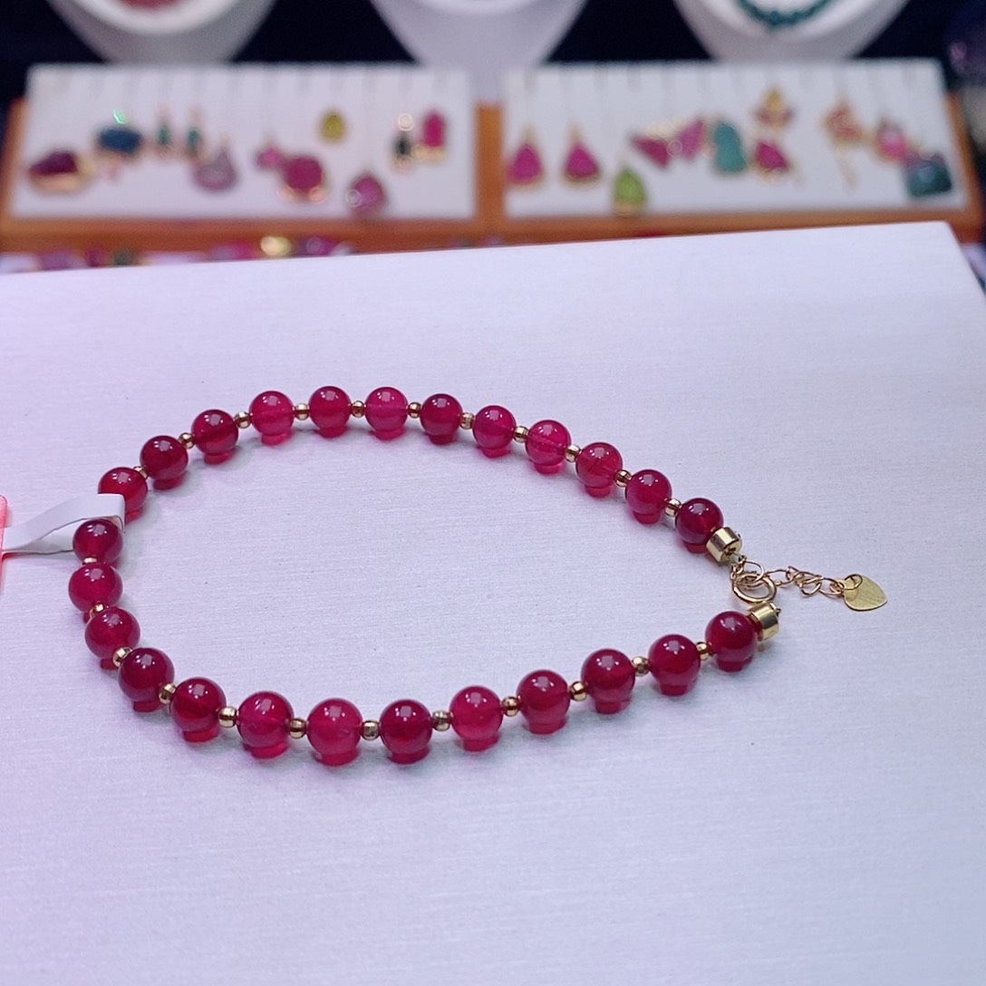 碧玺手链18K金镶嵌碧玺手链