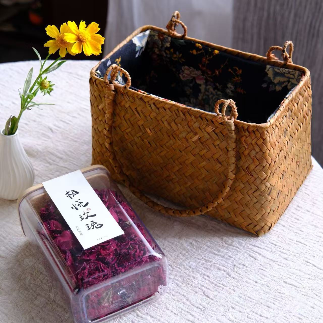 小喜宅 草编出游包+相悦玫瑰