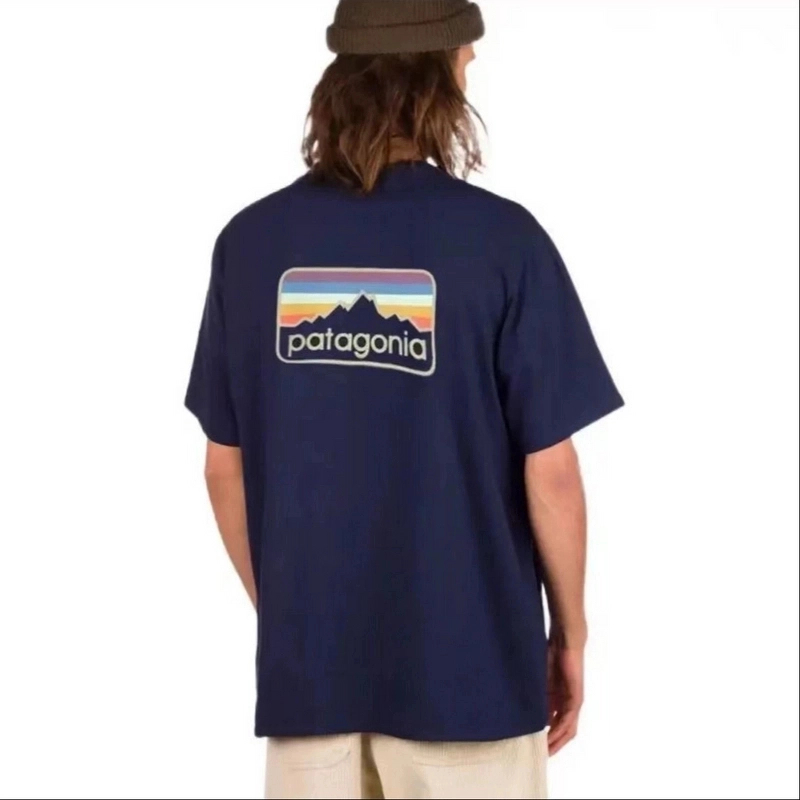 【上新补贴】patagonia巴塔哥尼亚 七彩山脉logo短袖运动