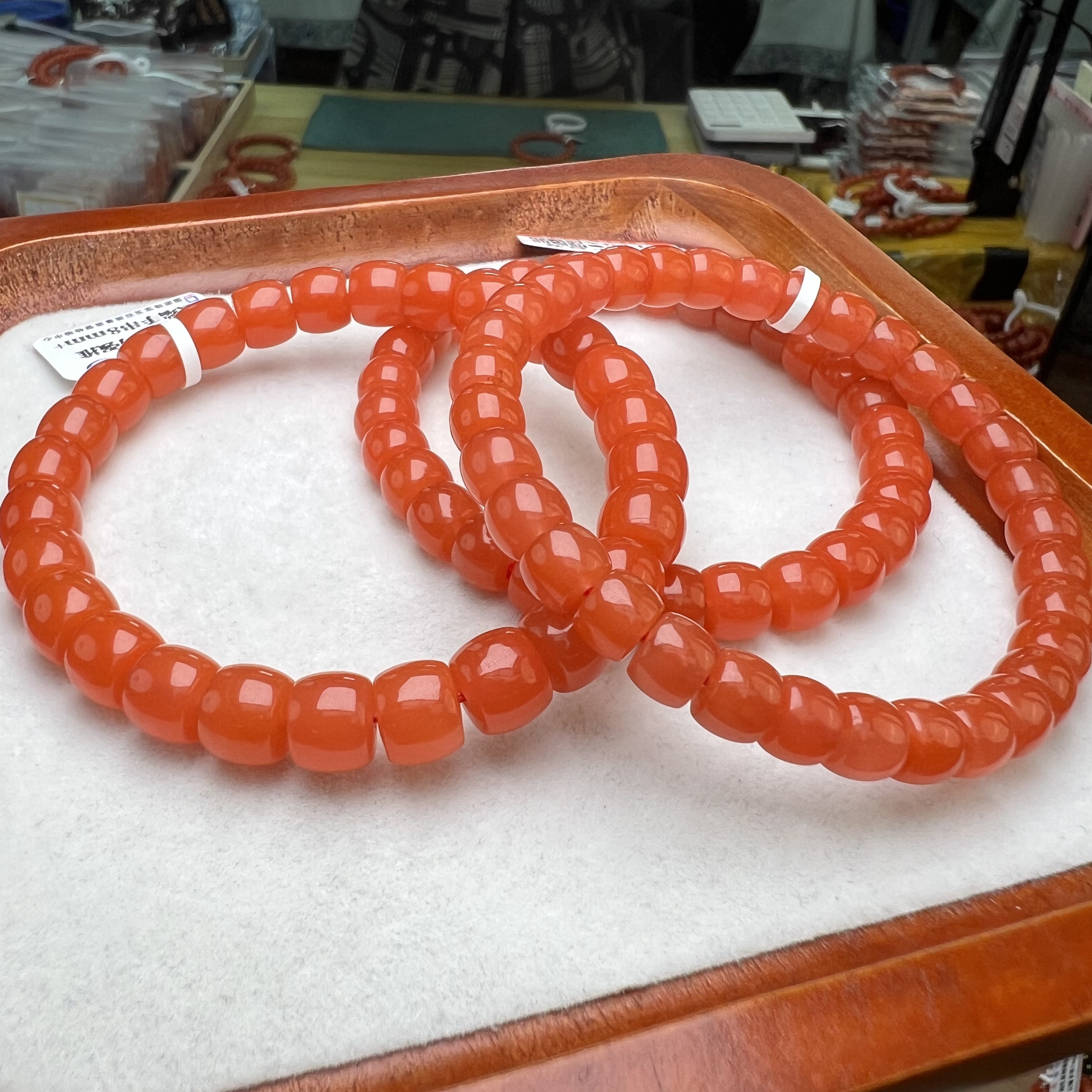 【小刘南红】保山南红滴水洞（云端）直切单圈手串7mm+ 多样性发一