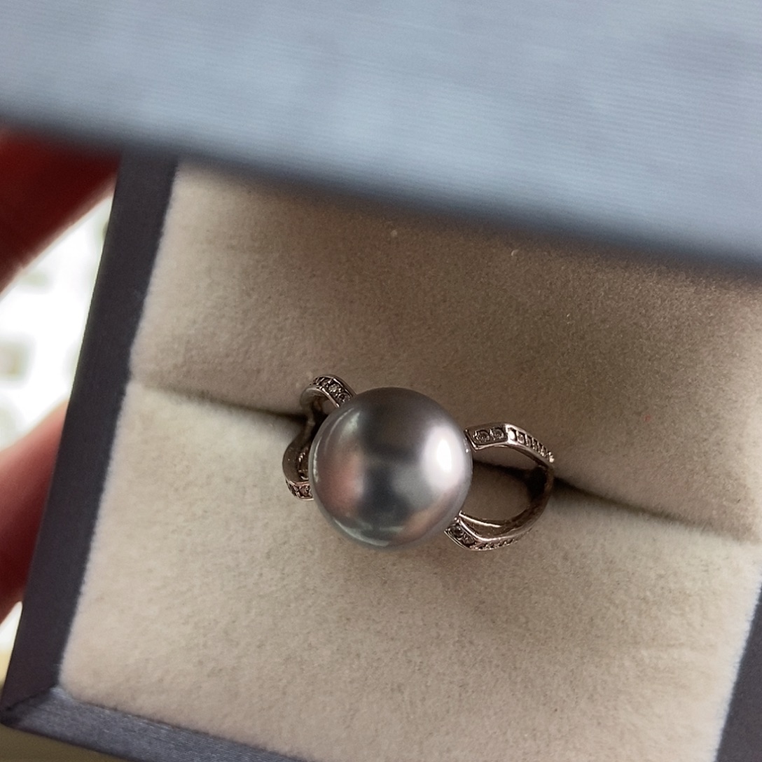 戒指银S925镶嵌海水珍珠