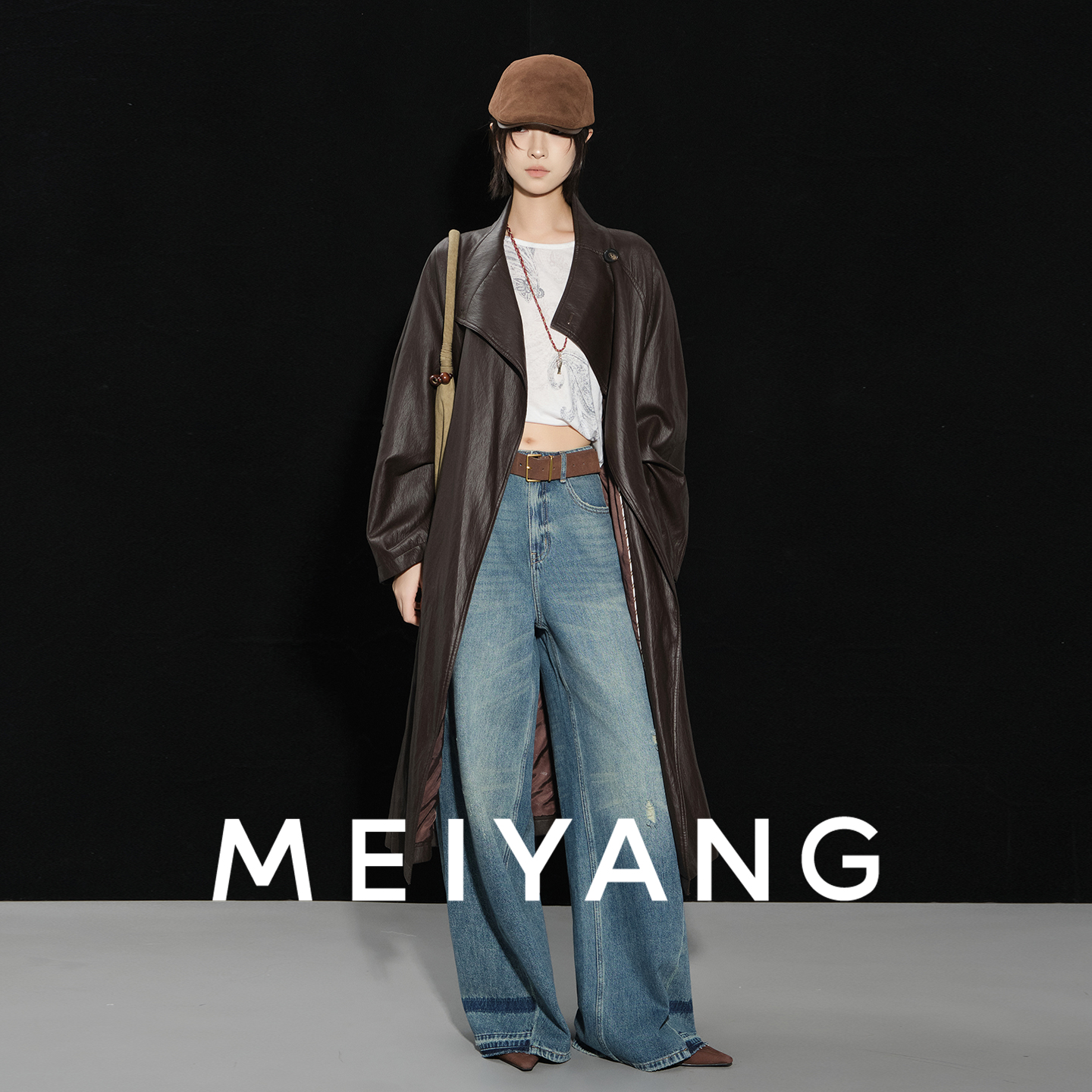 A美洋MEIYANG 雾海牛仔裤 【商场同款】丹宁蓝阔腿裤【大60】-周二