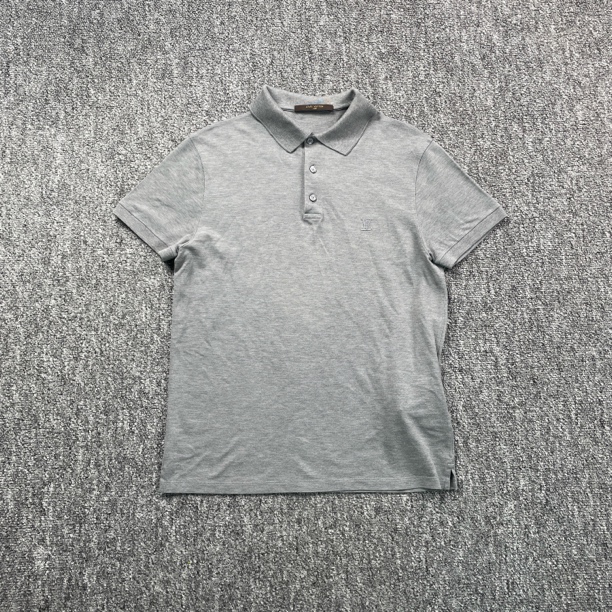 99新 LouisVuitton/路易威登 52593/灰色logo刺绣Polo短袖/XS码