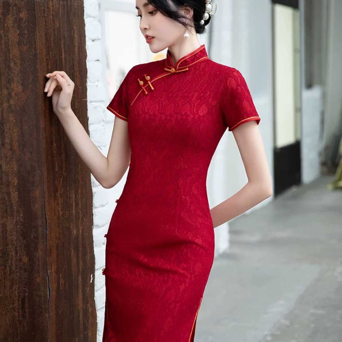 【2687 雍容华贵 红色】复古中国风旗袍气质少女春夏中式旗袍