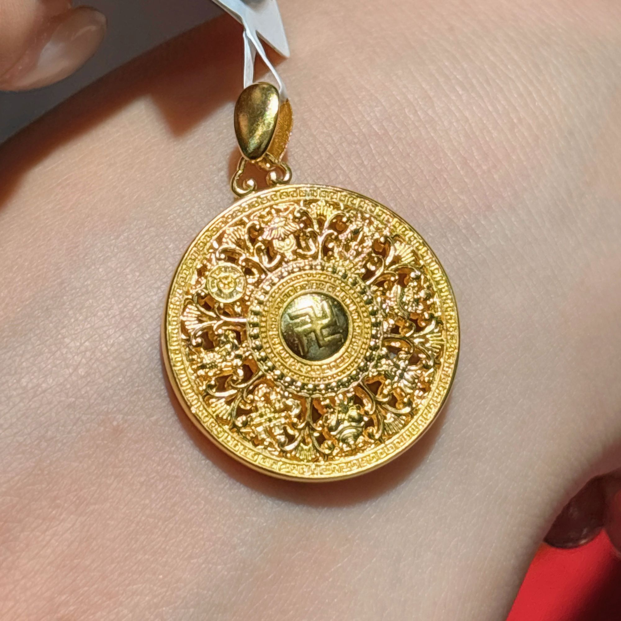 【巧玲珠宝】足金999 古法工艺八宝罗盘吊坠（按实际金重多退少补）