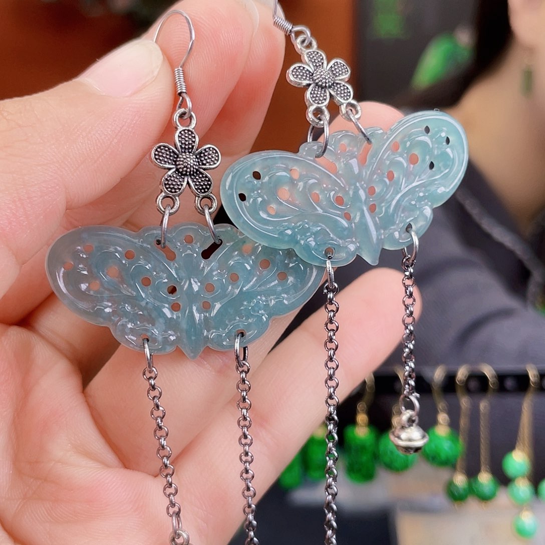 翡翠未镶嵌耳饰饰品