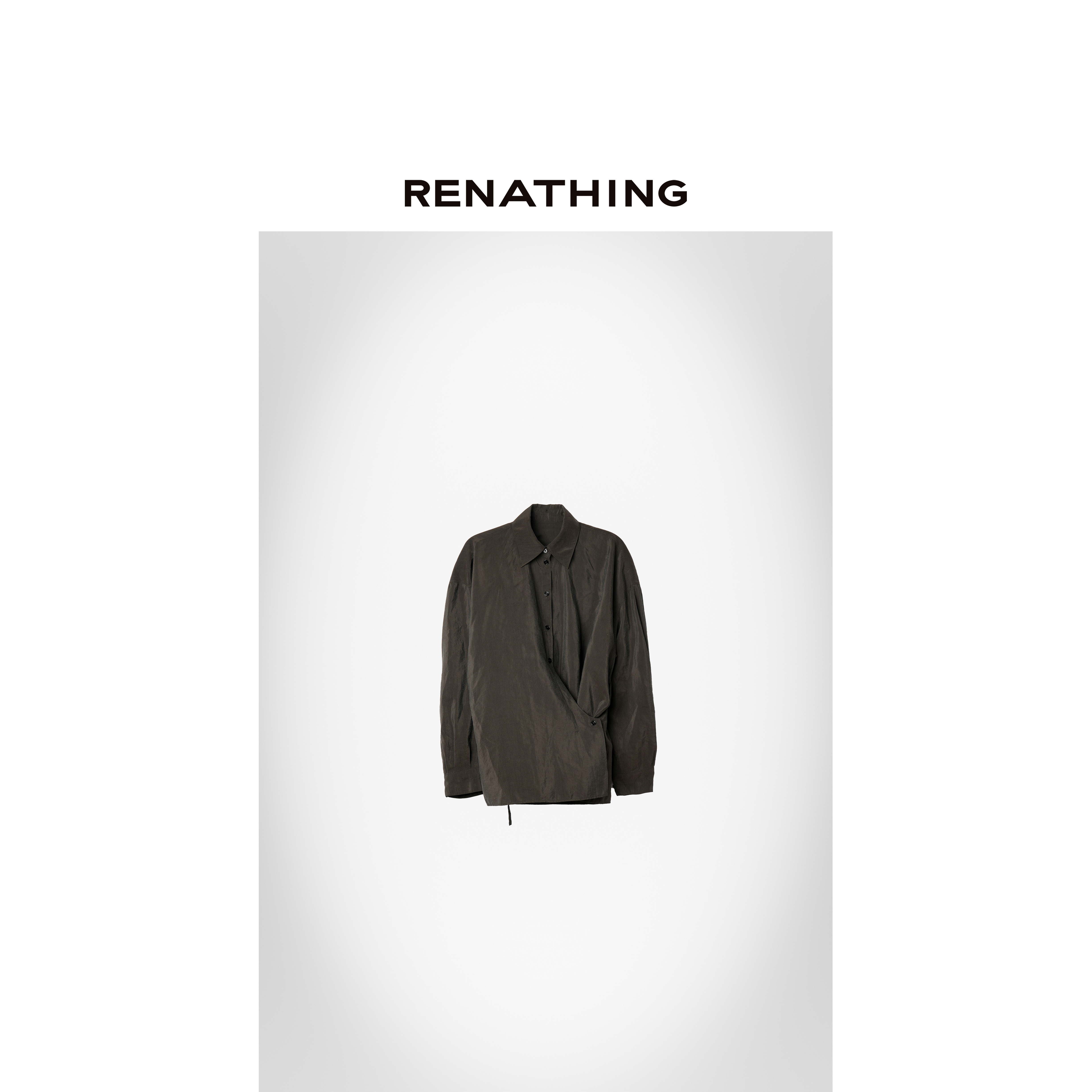  【RENATHING】尖领褶皱肌理不对称下摆衬衫