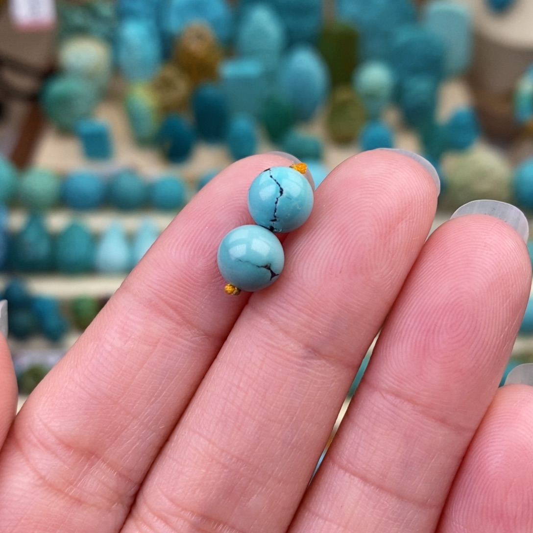 绿松石珠宝奇石未镶嵌7mm