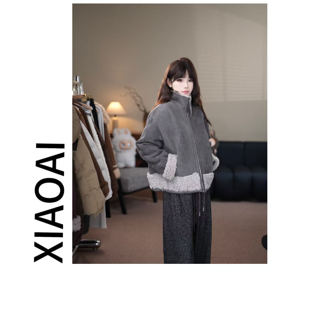 XIAOAI 【爱尔兰】 2025冬季新款高级感短款加绒保暖外套  A20765