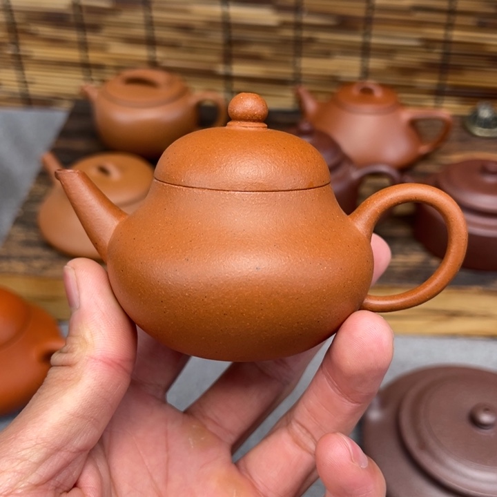 紫砂茶壶子*字瑕疵小红泥剑流嘴梨形