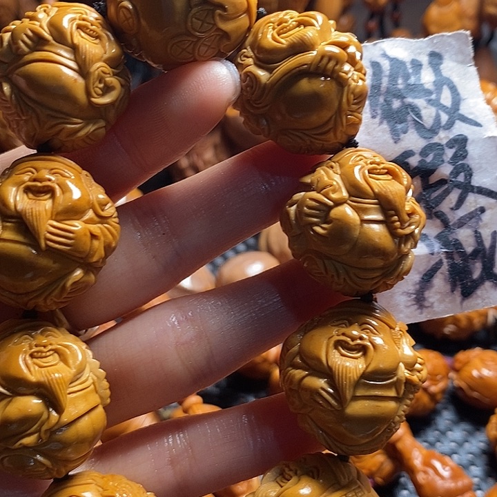 吊坠橄榄核腻*微上色精品财神
