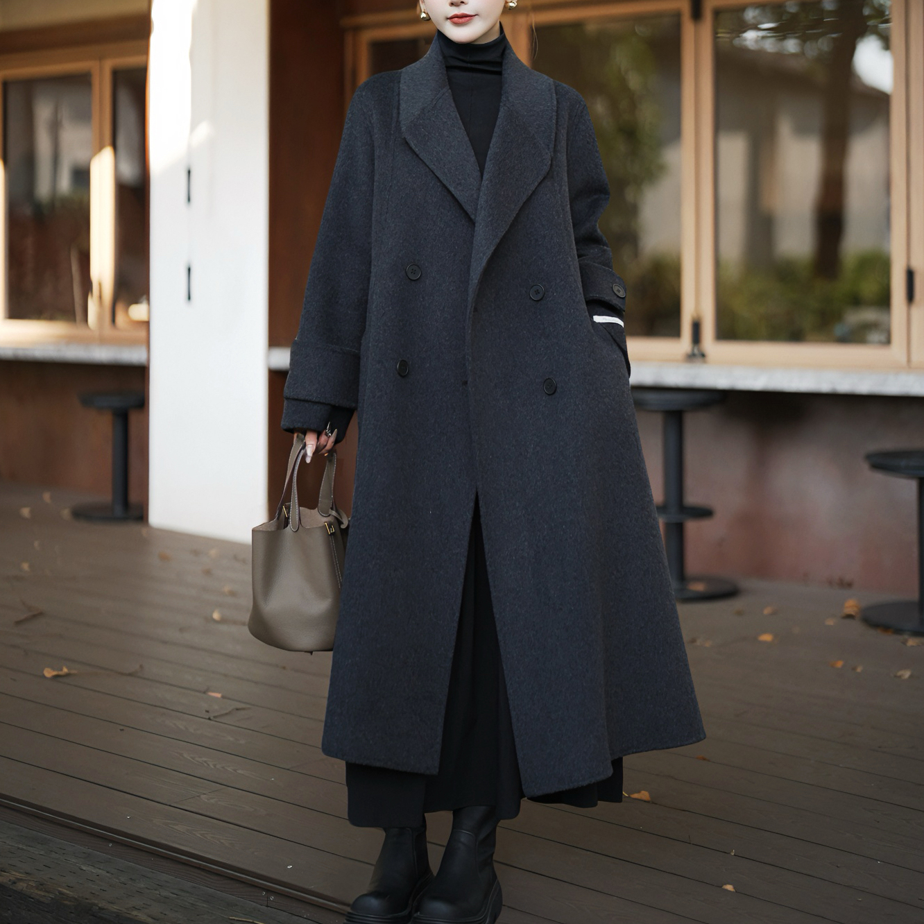 【70毛高货】2025年秋冬双面羊毛大衣女中长款季韩系宽松羊毛呢外套