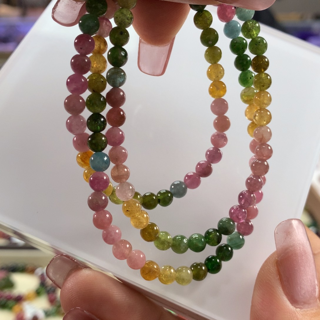 碧玺手链未镶嵌多样性发其一条4.5毫米左右