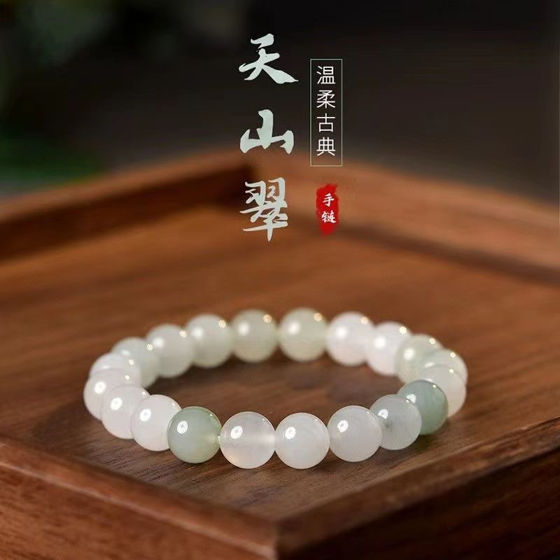 天然新疆天山翠圆珠渐变时尚百搭手链手串