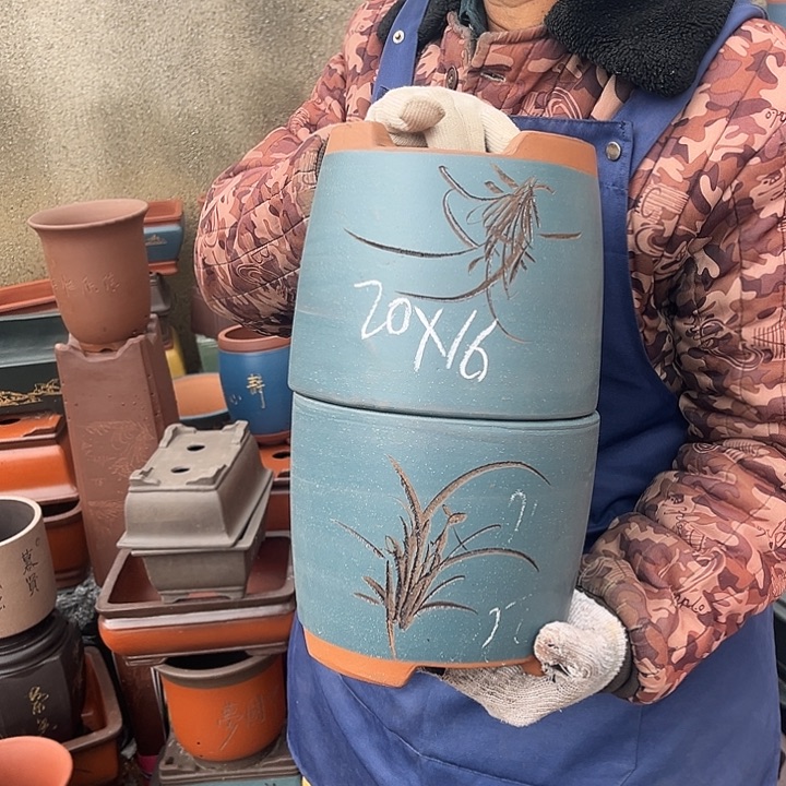 紫砂紫砂花盆和一