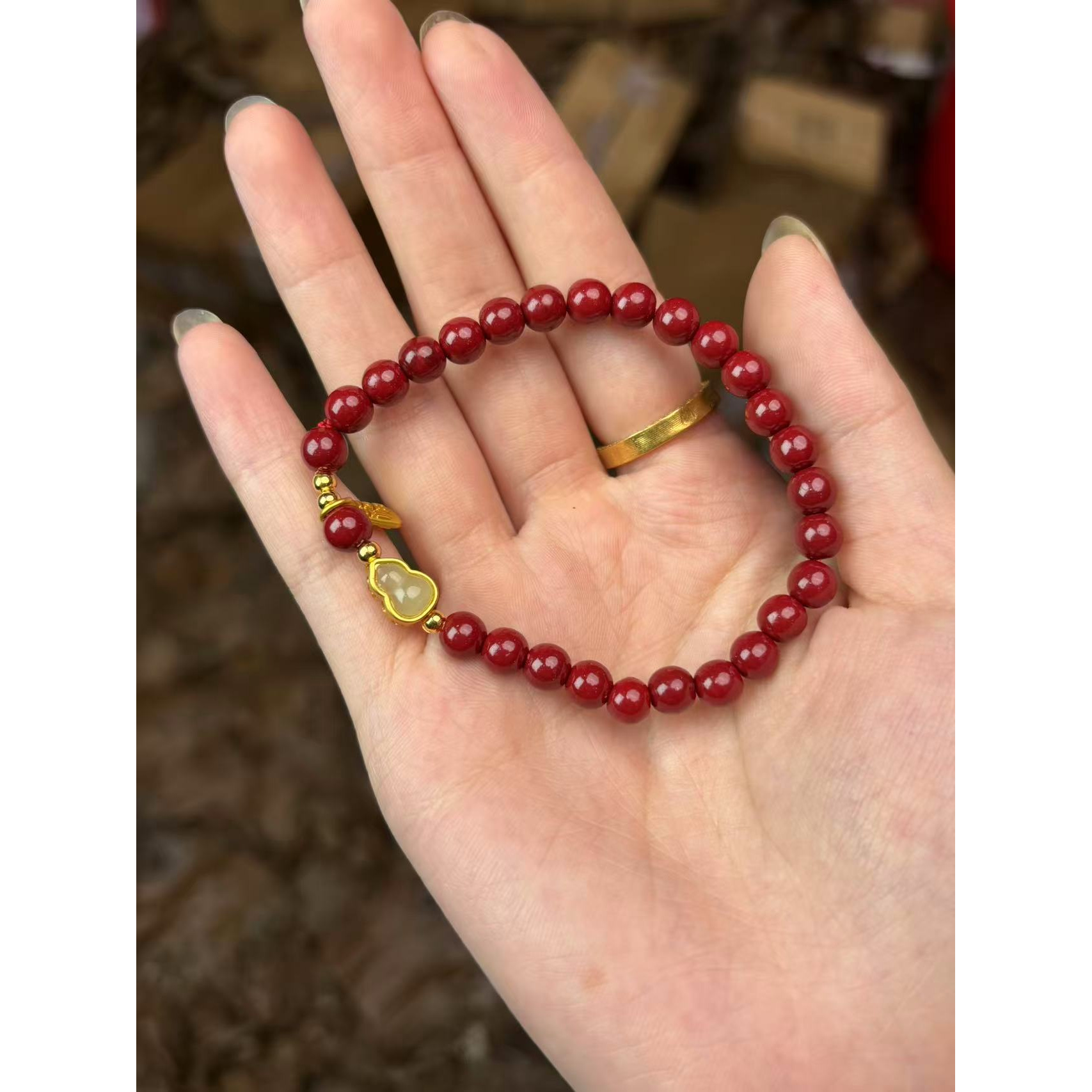 含辰砂工艺品朱砂红葫芦-精品手串(无礼盒)AD314