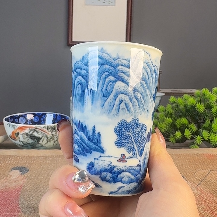 摆件景德柴烧茶杯多人