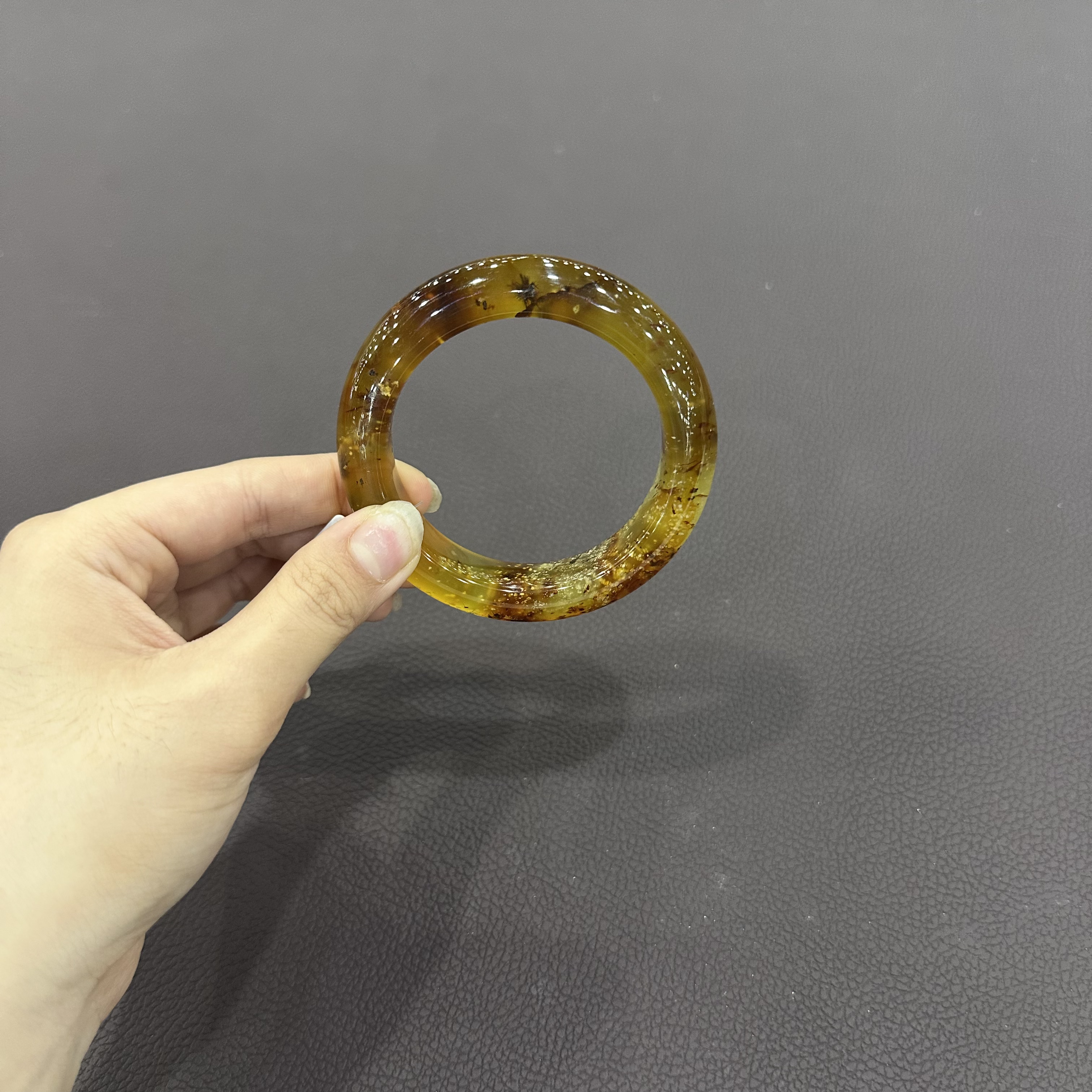 天然岫玉花玉血管红高品质圈口56+宽16厚11