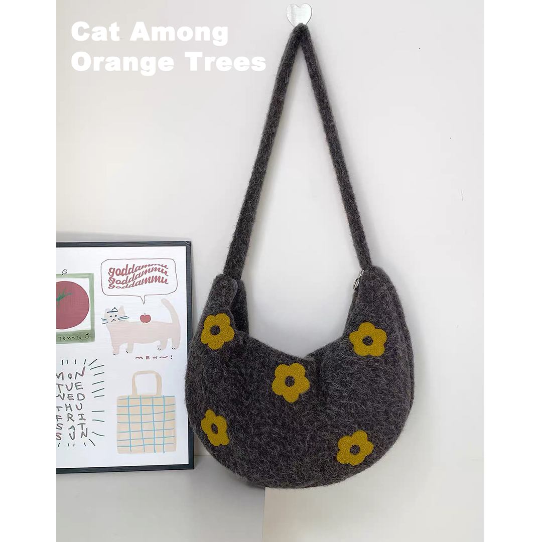 《复古花朵》可爱韩系包包大容量斜挎包女生秋冬软妹饺子包时尚单肩