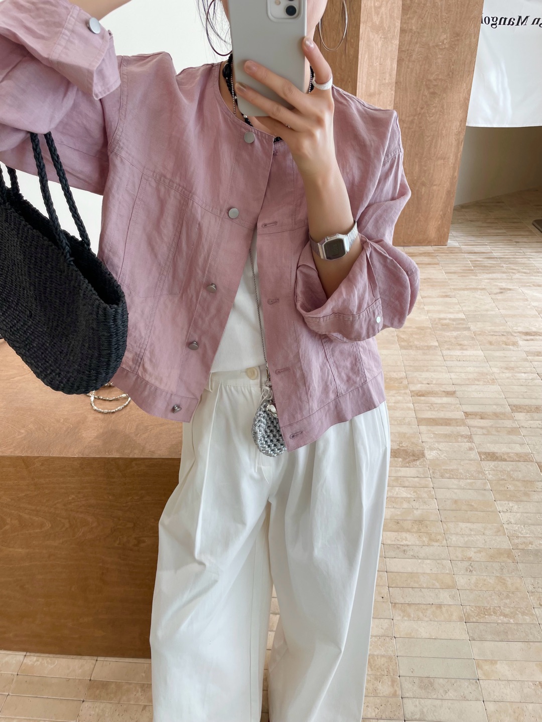 【艺萍精选】2025春夏砂洗42支苎麻圆领短款外套144