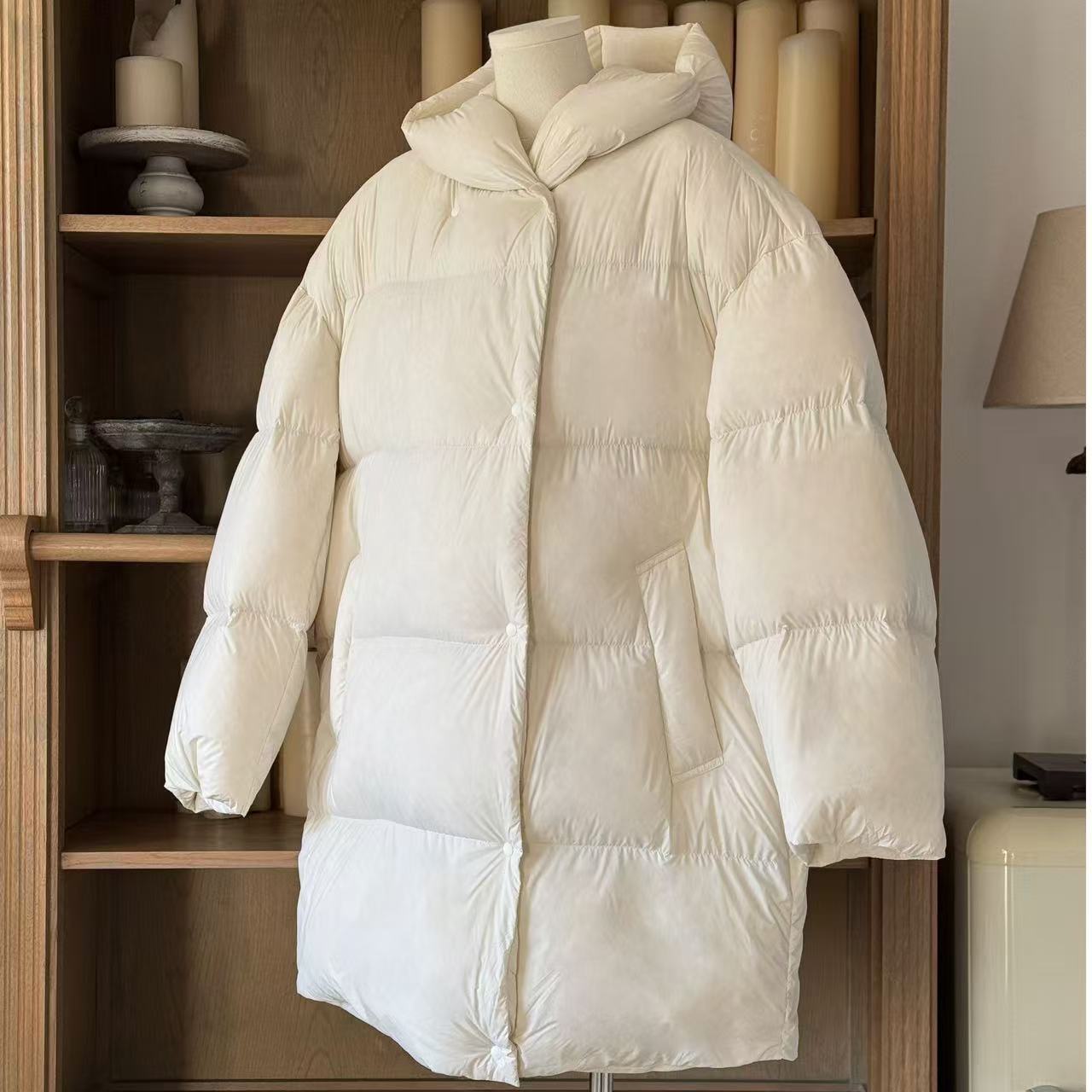 muli冬季连帽中长款羽绒外套