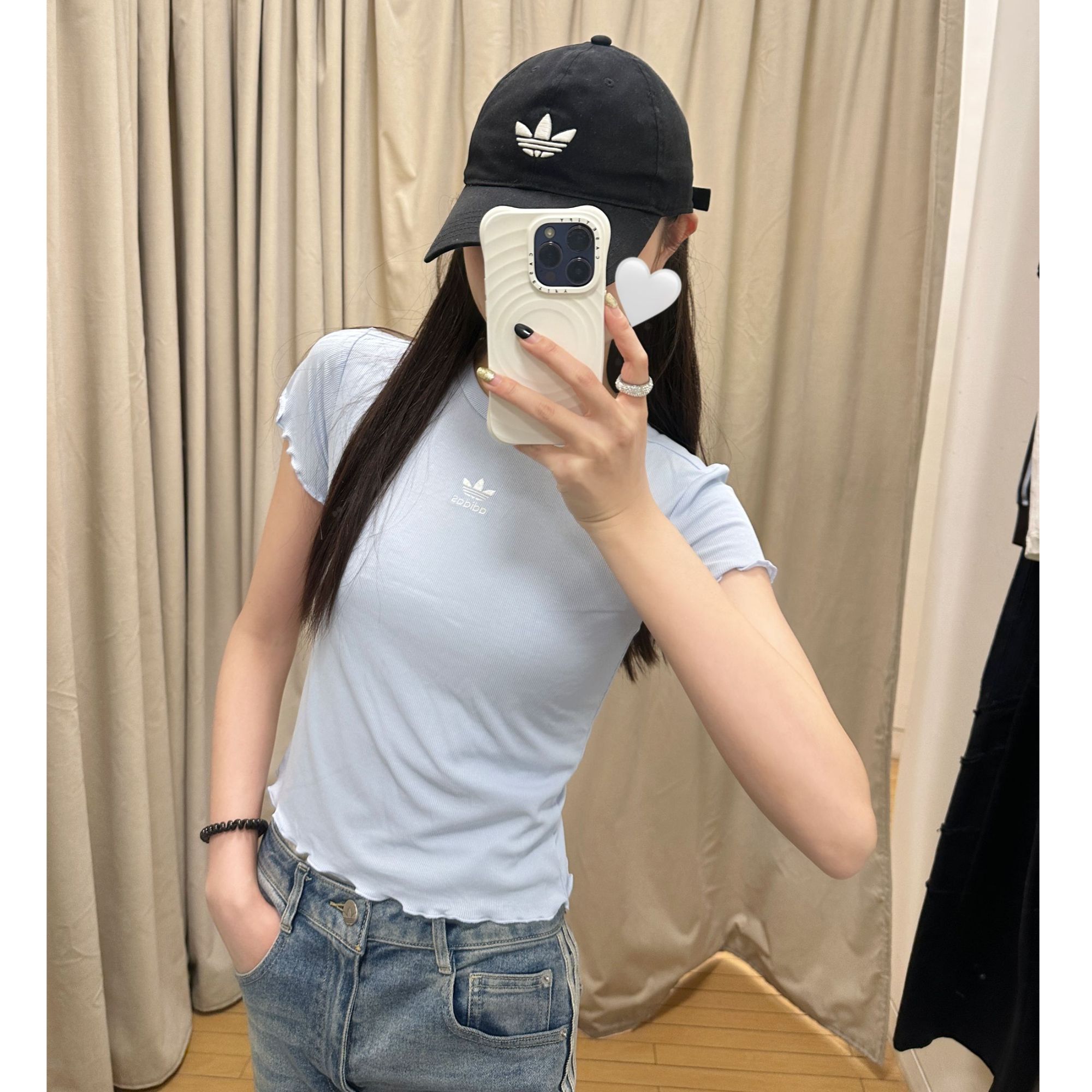 adidas/阿迪达斯SCALLOPED EDGE T-SHIR短款波浪边修身短袖KE1108