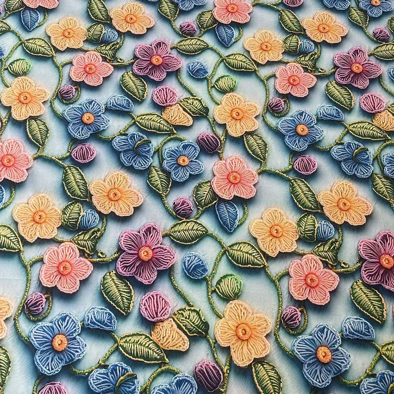 【七彩5D印花绵绸香云缎】两米包邮立体数码贡缎睡衣旗袍连衣裙面料