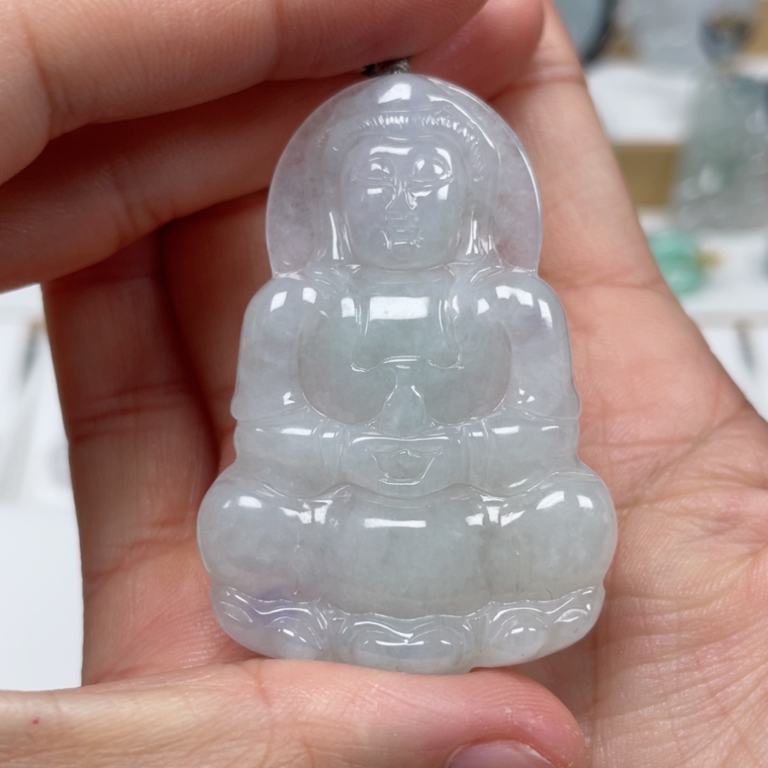 翡翠颈饰未镶嵌天然翡翠A货观音53号
